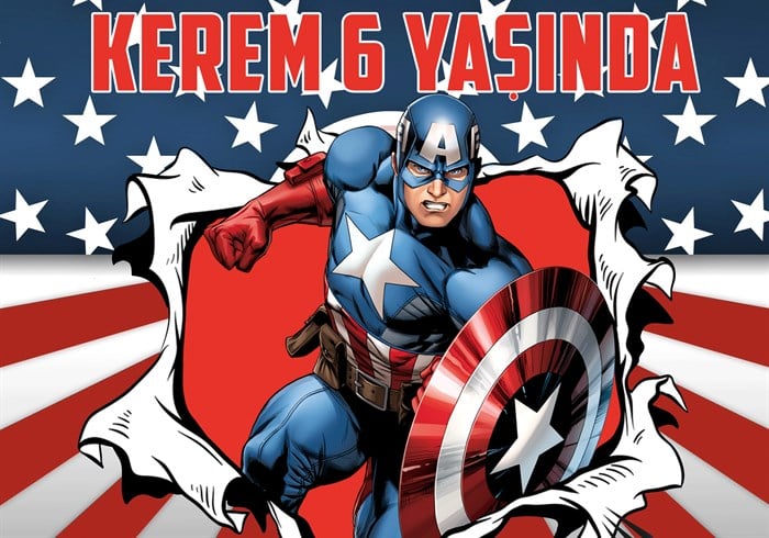 Kişiye Özel Kaptan Amerika Doğum Günü Afişi - 4 Boy Seçenekli
