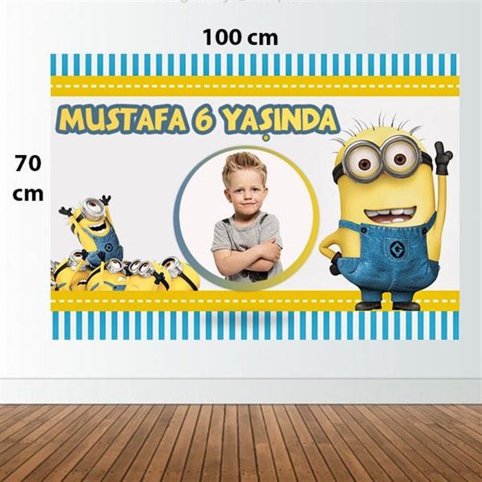 Kişiye Özel Minions Doğum Günü Afişi - 70 cm - 100 cm