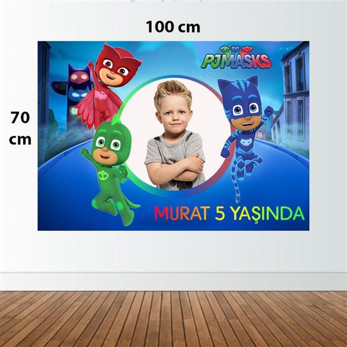Kişiye Özel Pj Masks Doğum Günü Afişi - 70 cm - 100 cm