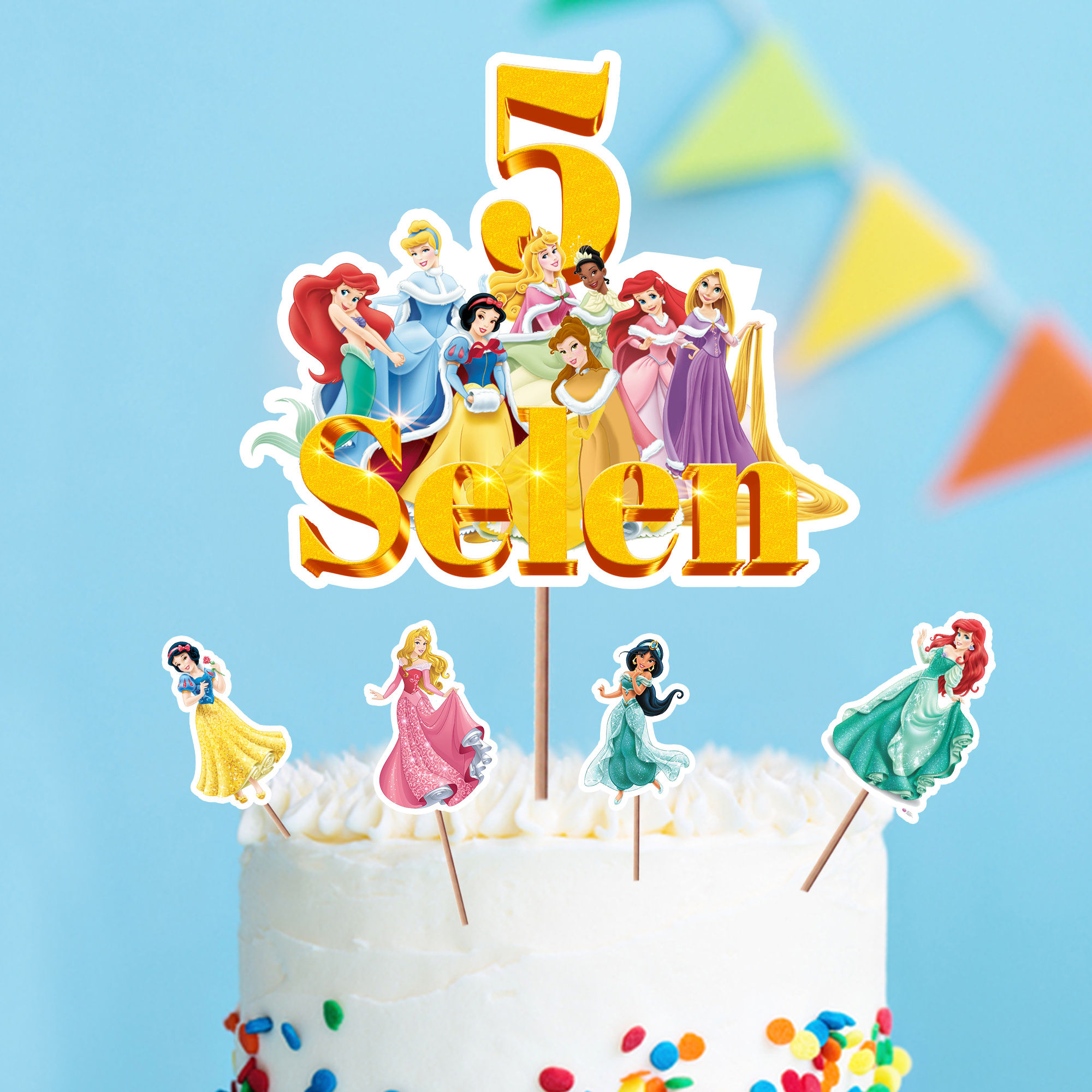 Kişiye Özel Prensesler Temalı Pasta Süsü