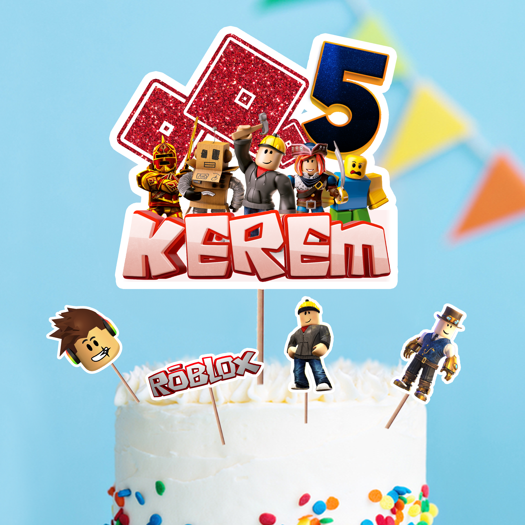 Kişiye Özel Roblox Temalı Pasta Süsü