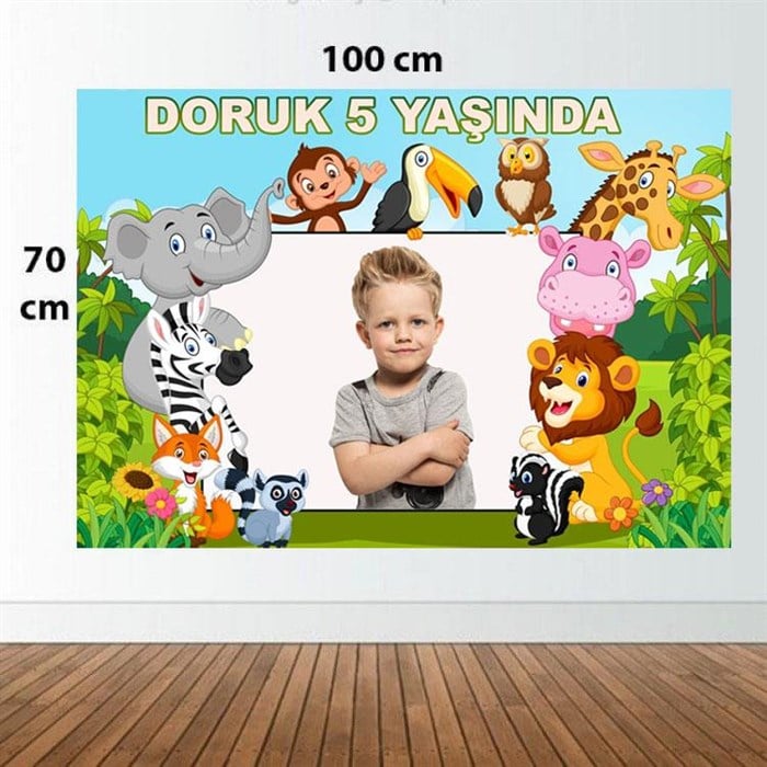 Kişiye Özel Safari Doğum Günü Afişi - 70 cm - 100 cm