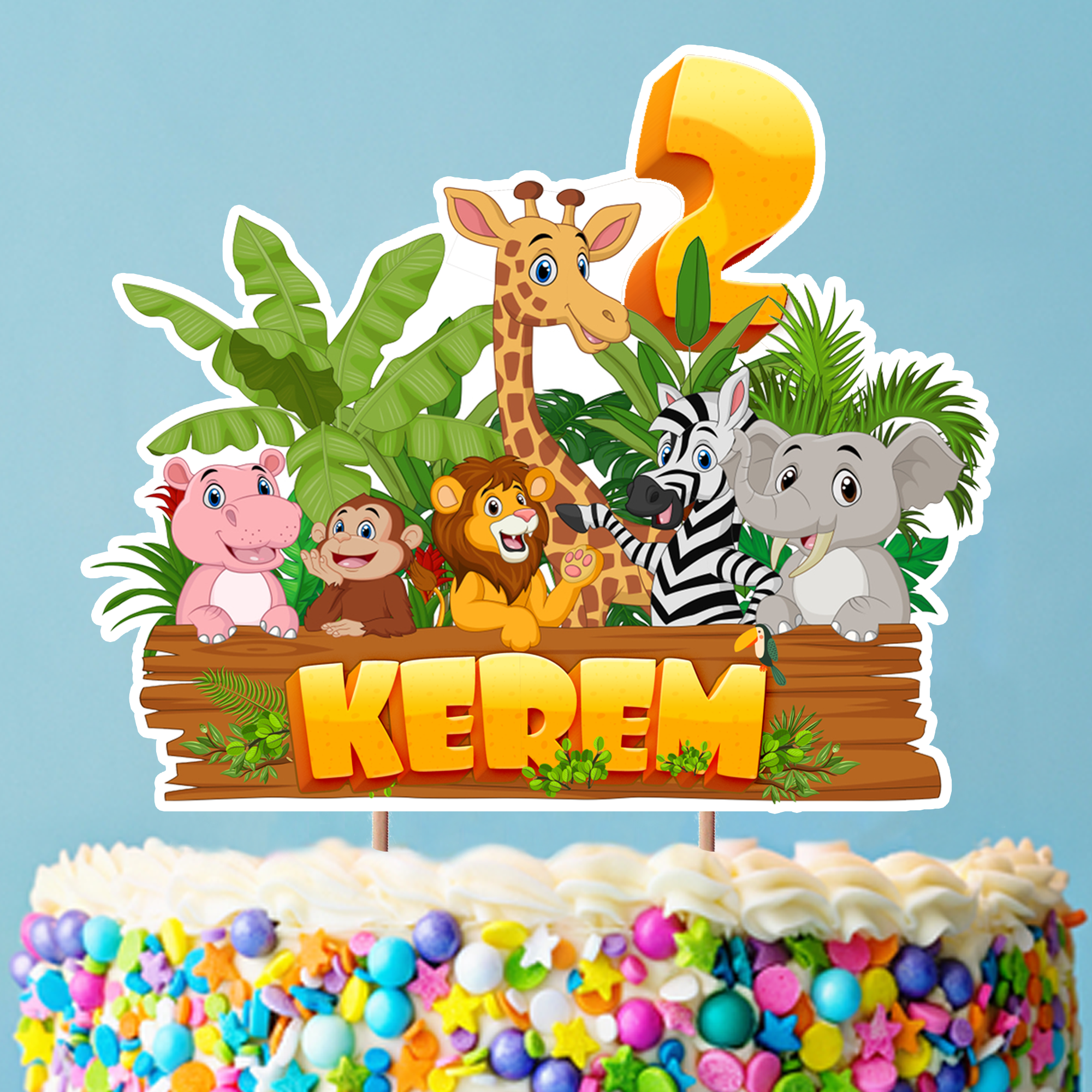 Kişiye Özel Safari Temalı Pasta Süsü