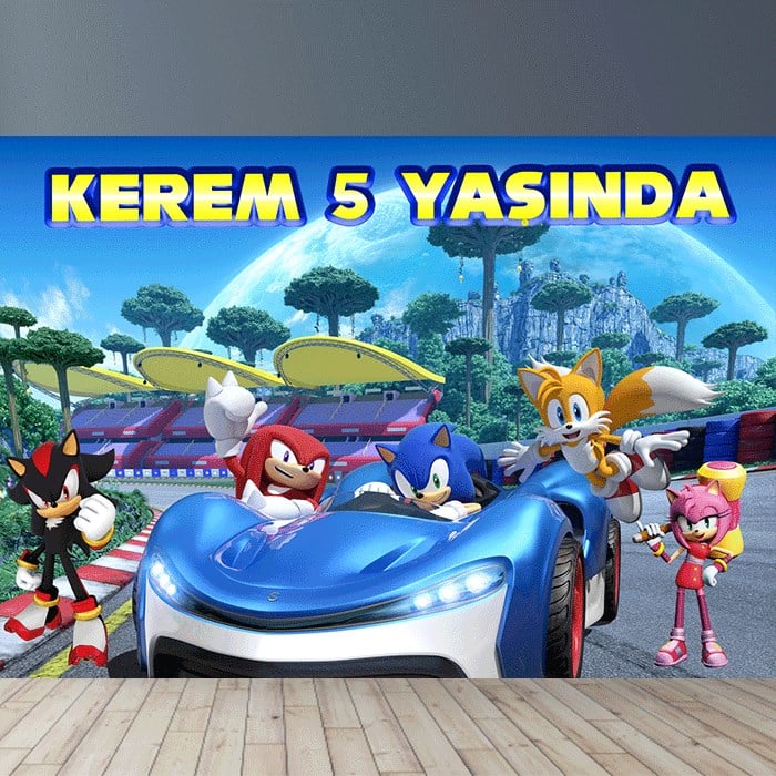 Kişiye Özel Sonic Doğum Günü Afişi - 4 Boy Seçenekli