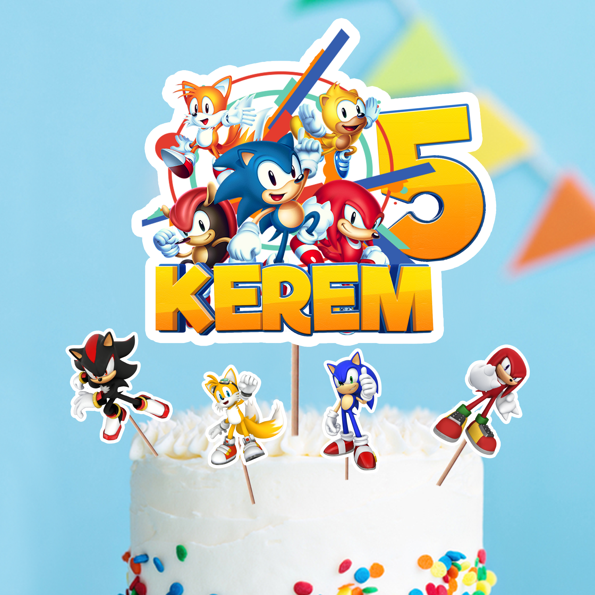 Kişiye Özel Sonic Temalı Pasta Süsü