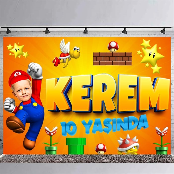 Kişiye Özel Super Mario Doğum Günü Afişi - 4 Boy Seçenekli