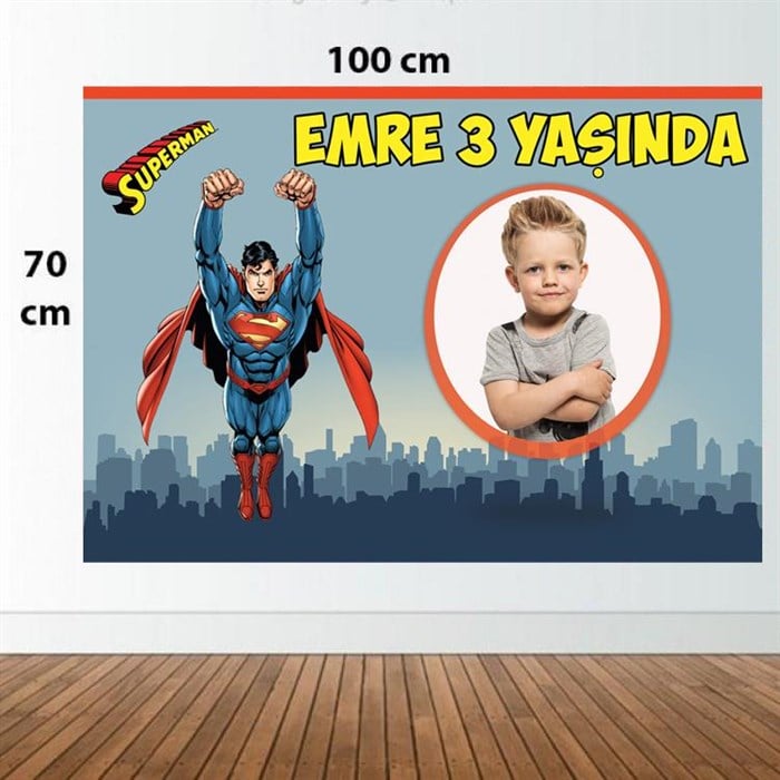 Kişiye Özel Superman Doğum Günü Afişi - 70 cm - 100 cm