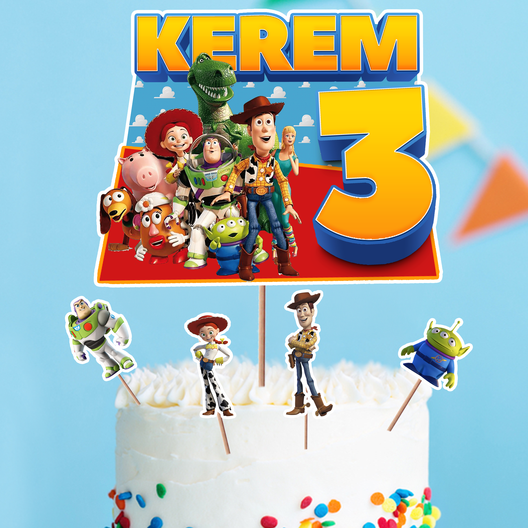 Kişiye Özel Toy Story Temalı Pasta Süsü Seti