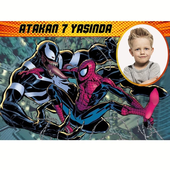 Kişiye Özel Venom Spiderman Doğum Günü Afişi - 4 Boy Seçenekli