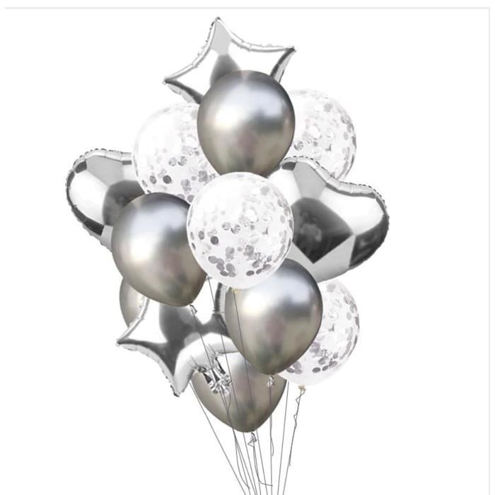 Konfetili Gümüş Balon Seti