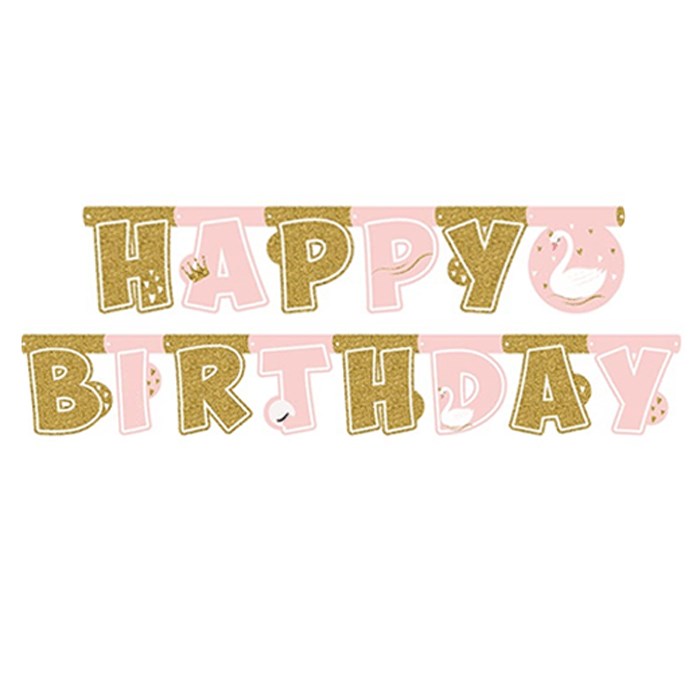 Kuğu Temalı Happy Birthday Yazısı