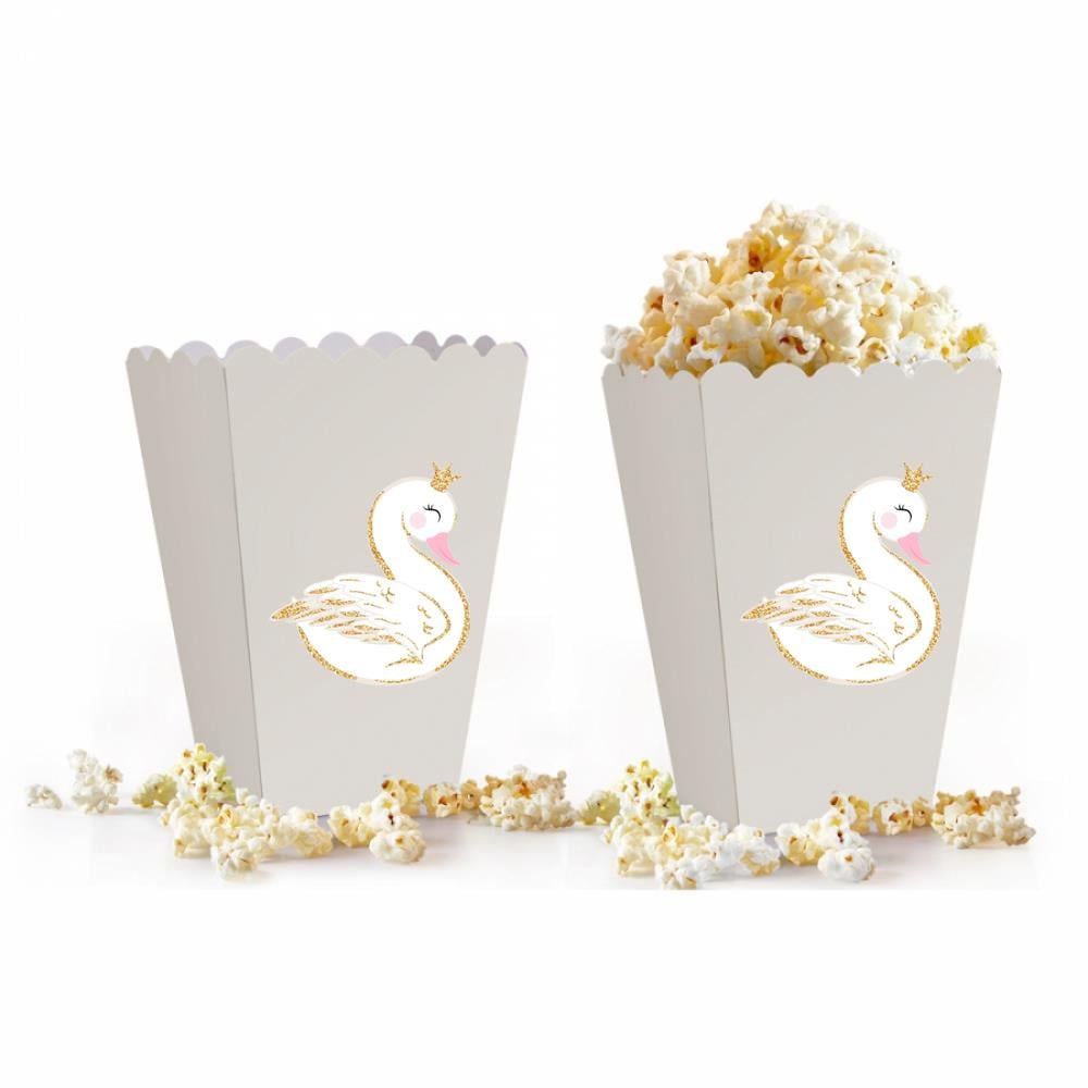 Kuğu Temalı Popcorn Mısır Kutusu 5 Adet