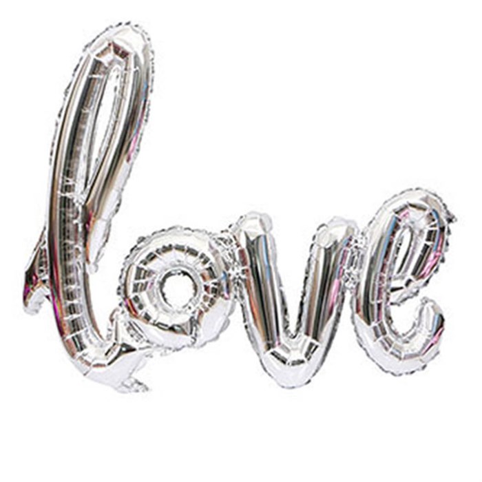 Love Yazılı Gümüş Folyo Balon