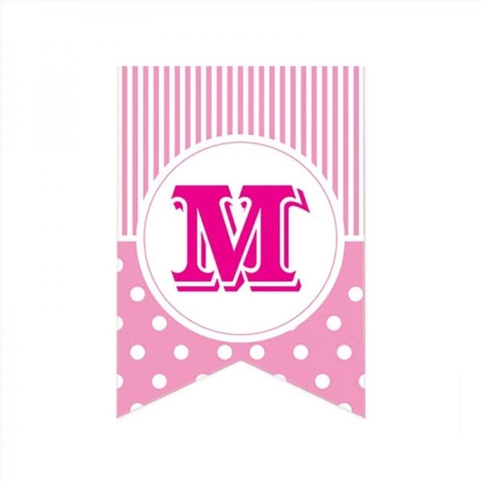 M Harfi Puantiyeli Pembe Afiş