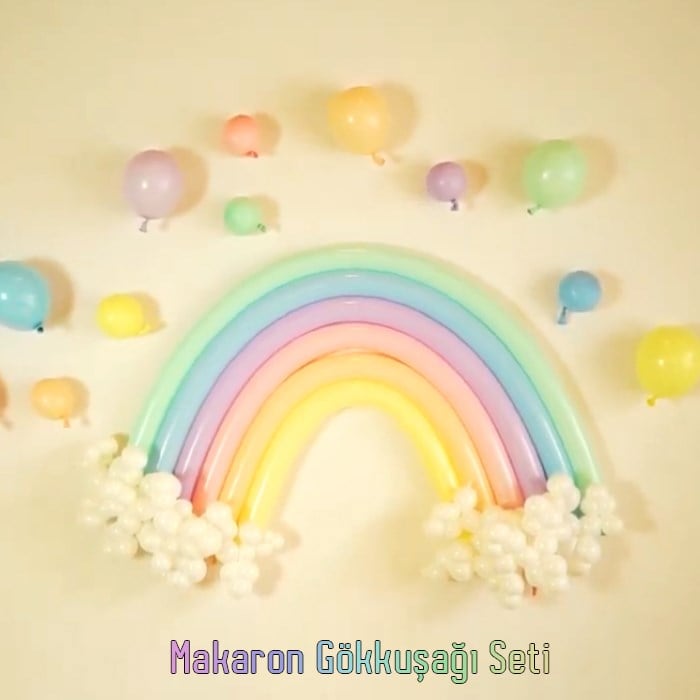 Makaron Gökkuşağı Balon Seti