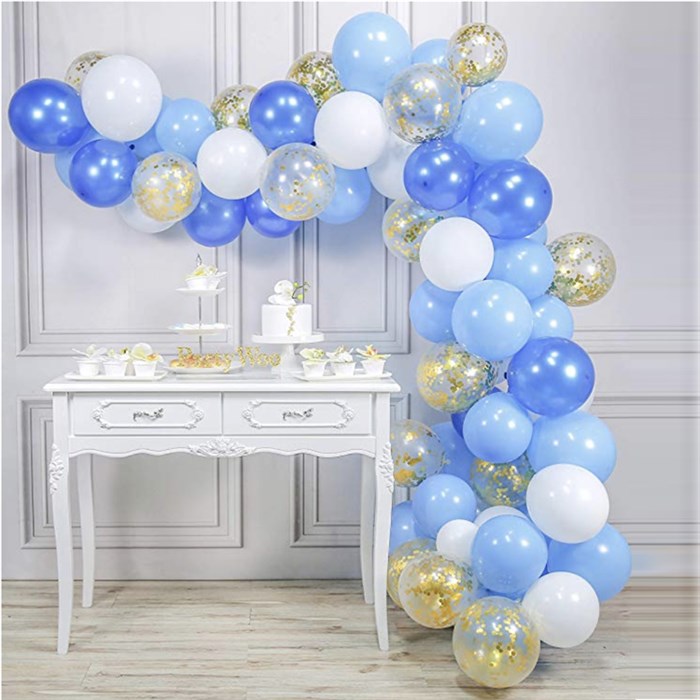 Mavi Gold Konfetili Balon Zincir Seti 