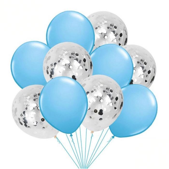 Mavi Konfetili Balon Seti - 10 Adet