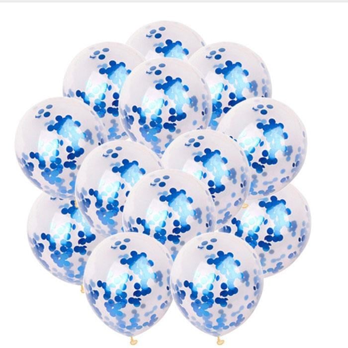 Mavi Konfetili Şeffaf Balon Seti 10 Adet
