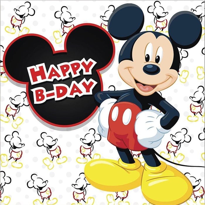 Mickey Mouse Doğum Günü Kare Branda Afişi - 2 Boy Seçenekli
