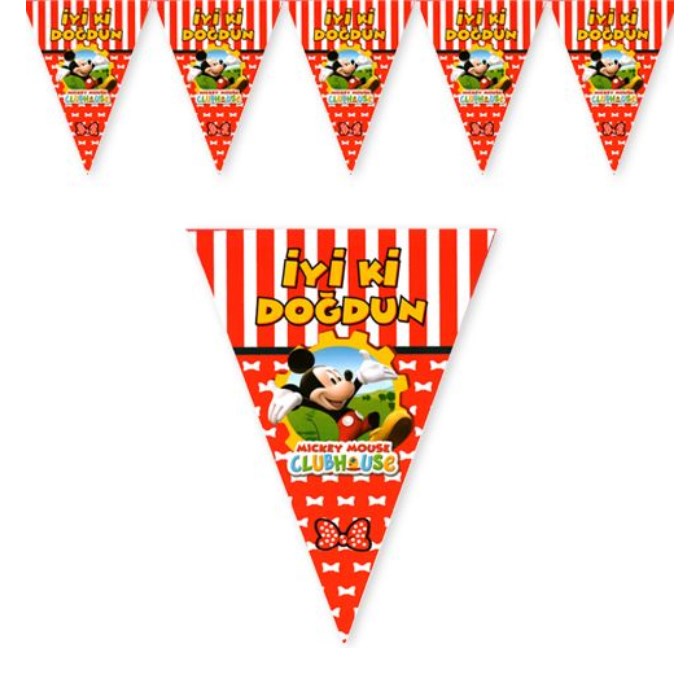 Mickey Mouse Doğum Günü Temalı Flama Bayrak Seti