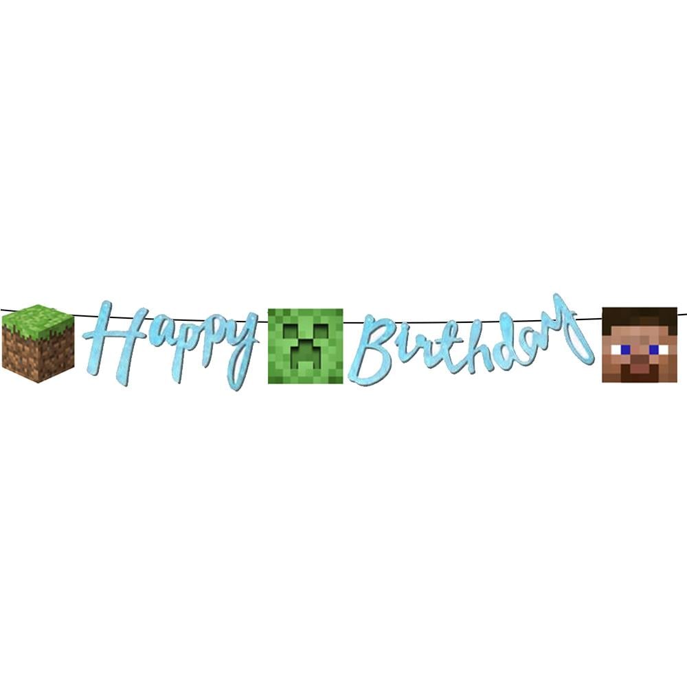 Minecraft Happy Birthday Kaligrafi Banner