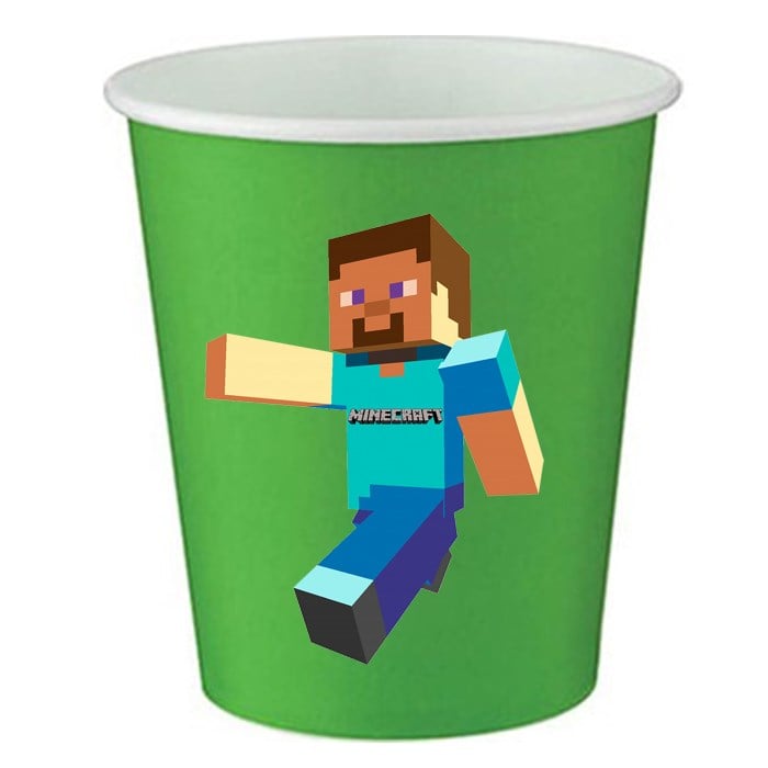 Minecraft Stickerlı Bardak - 8 Adet