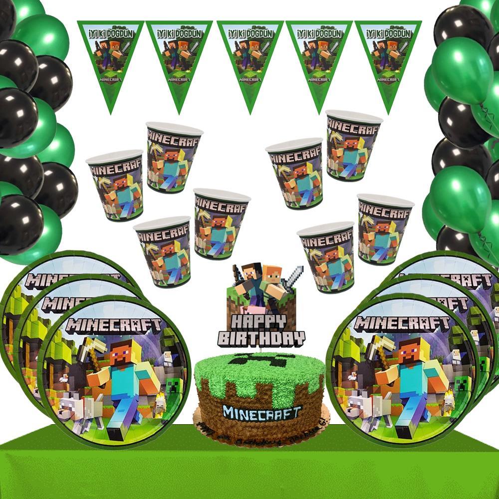 Minecraft Temalı 8 Kişilik Doğum Günü Seti