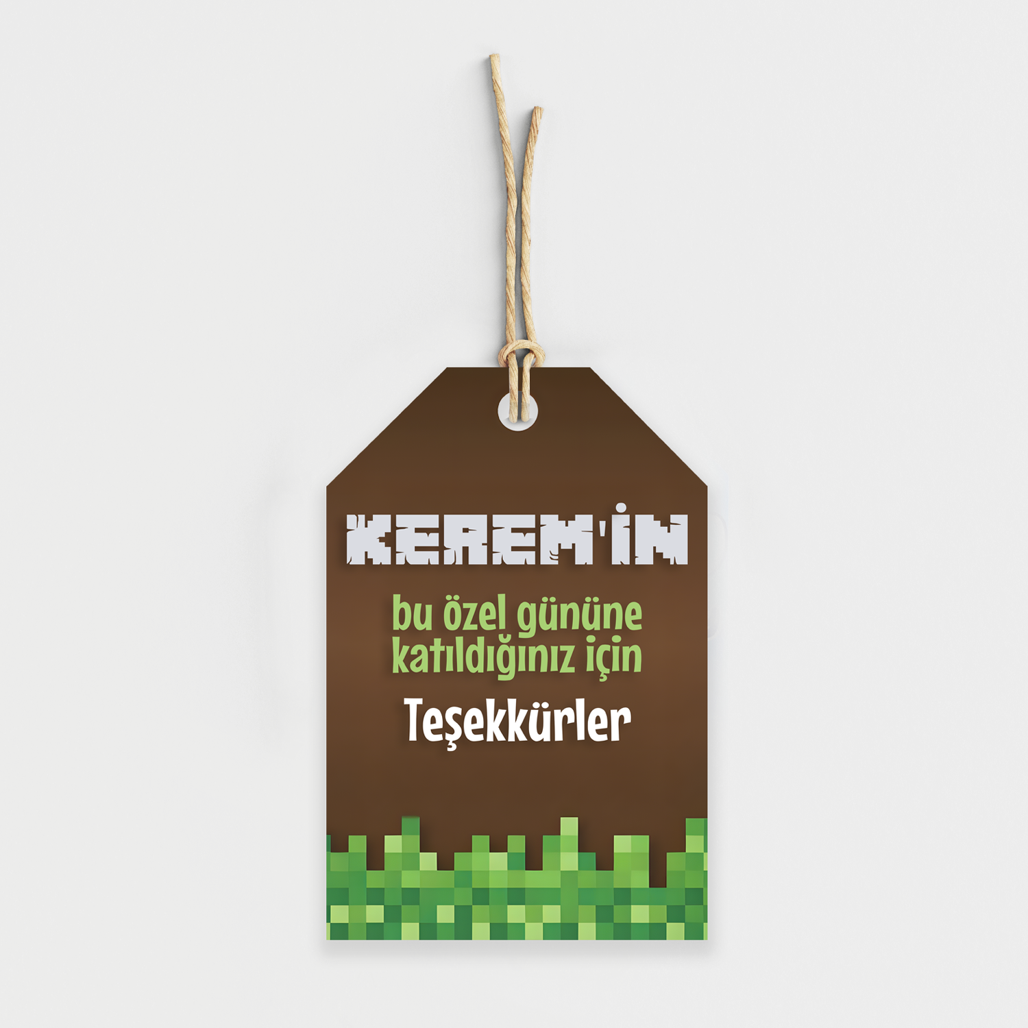 Minecraft Temalı Kişiye Özel Teşekkür Kartı 8'li