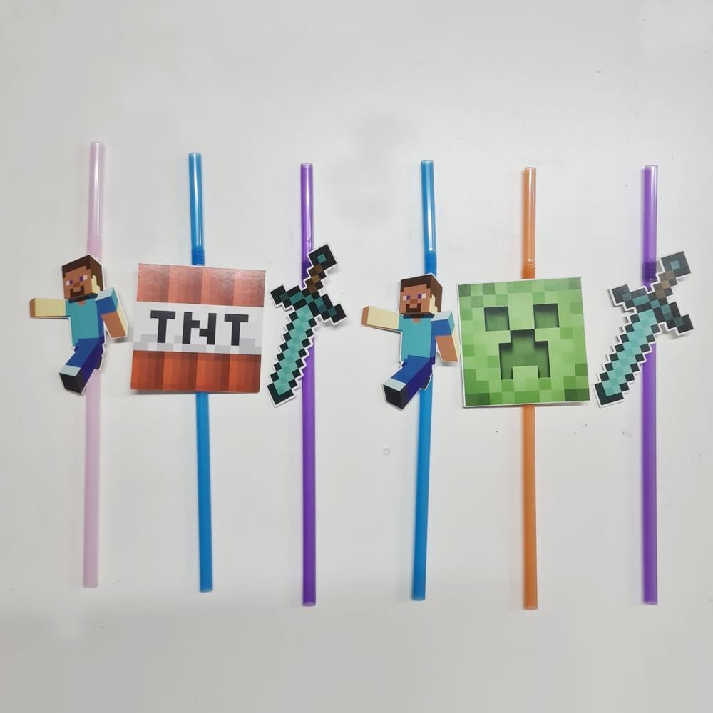 Minecraft Temalı Pipet 6 Adet