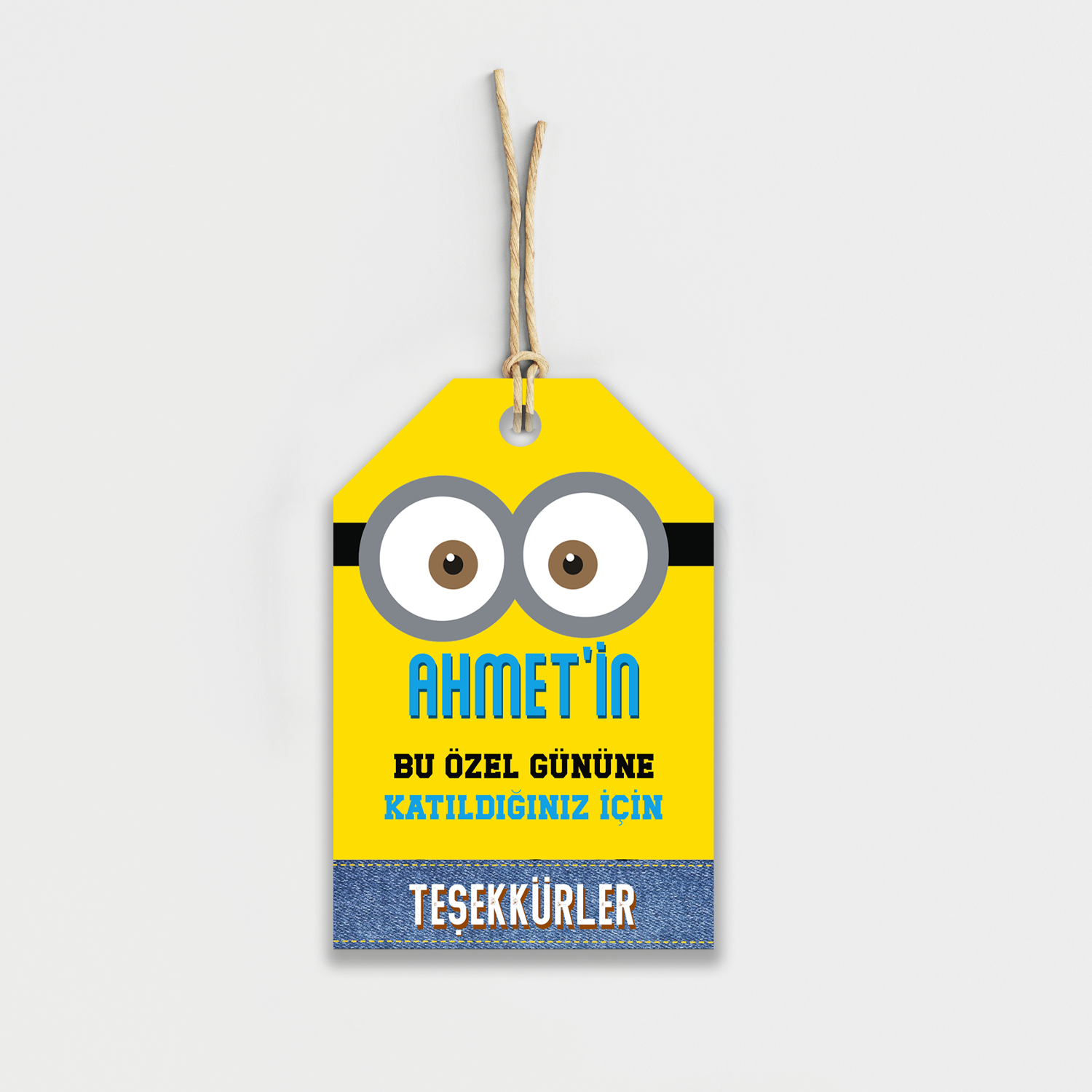 Minions Temalı Kişiye Özel Teşekkür Kartı 8'li