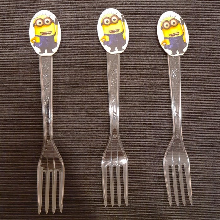 Minions Temalı Şeffaf Çatal 10'lu