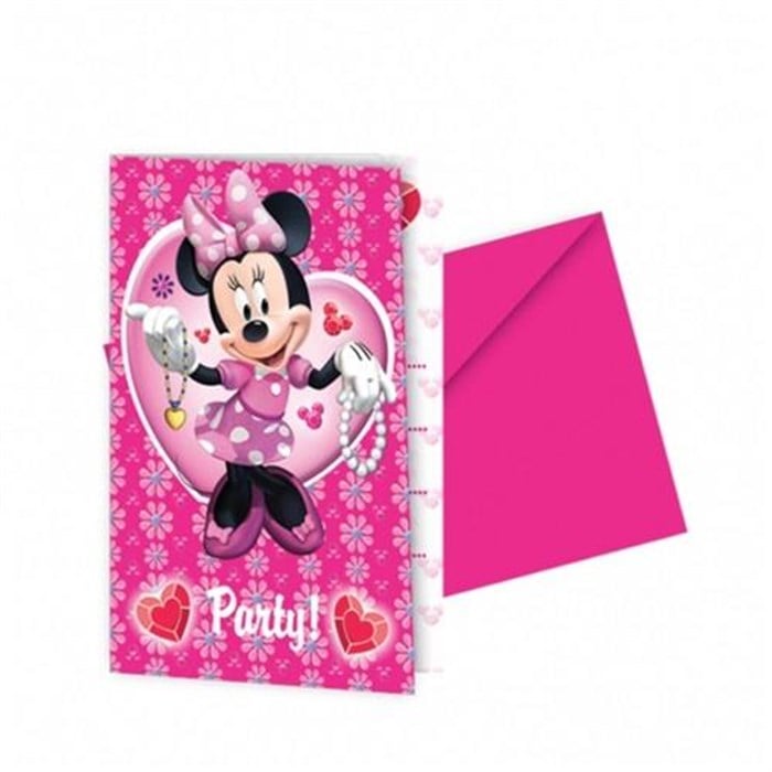 Minnie Mouse Konseptli Davetiye - 6 Adet