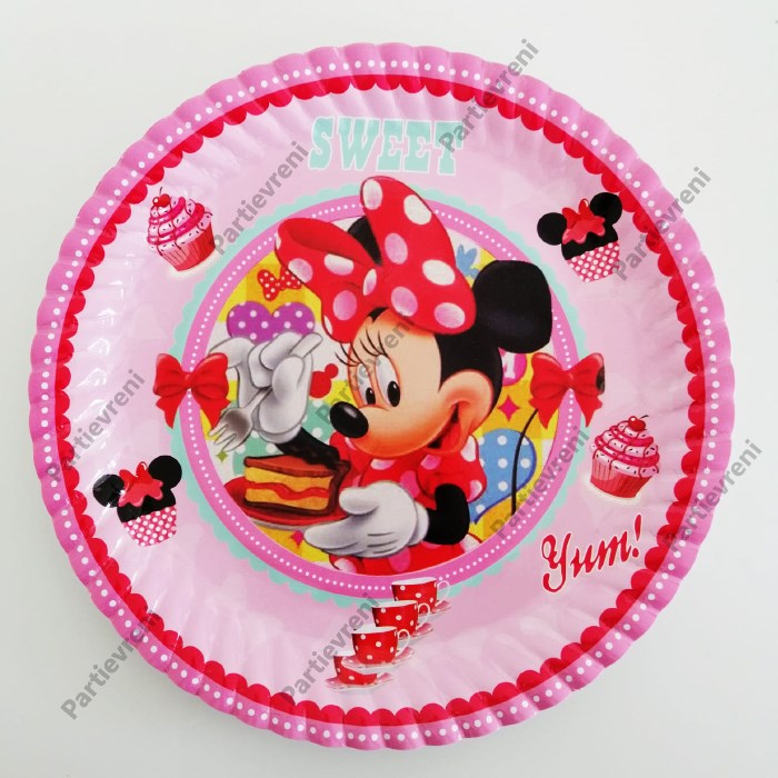 Minnie Mouse Temalı Tabak - 8 Adet