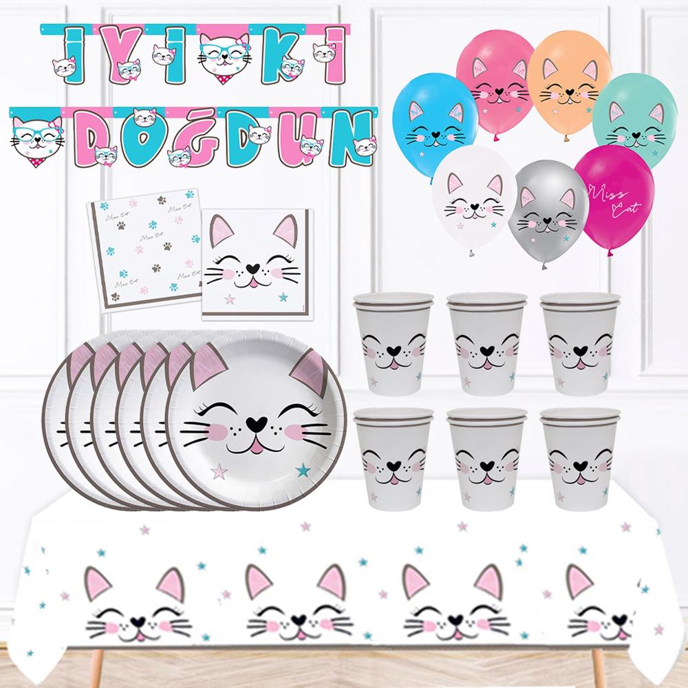 Miss Cat Temalı Doğum Günü Seti 8 Kişilik