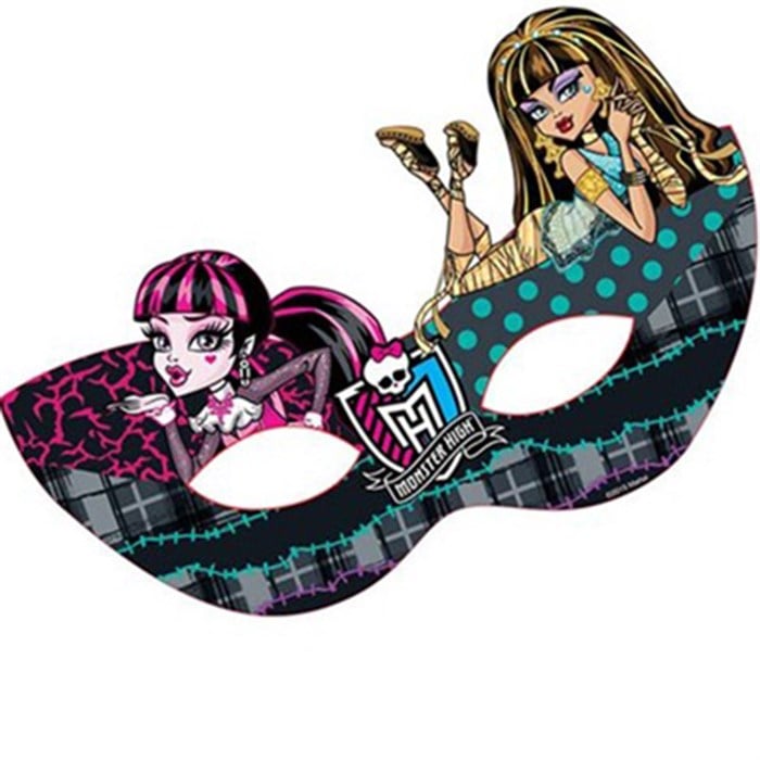 Monster High Temalı Kağıt Maske 6 Adet