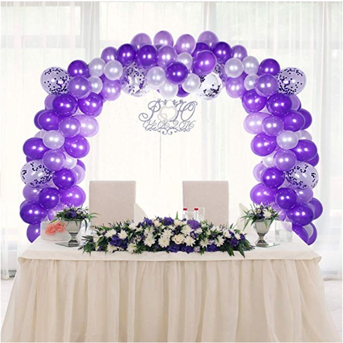 Mor Lila Beyaz Konfetili Balon Zincir Seti 