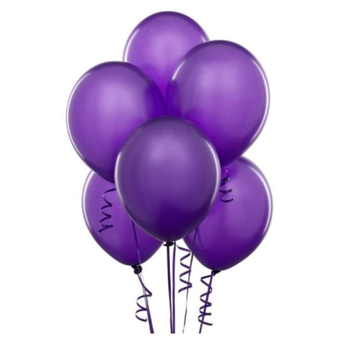 Mor Metalik Baskısız Lateks Balon - 10 Adet