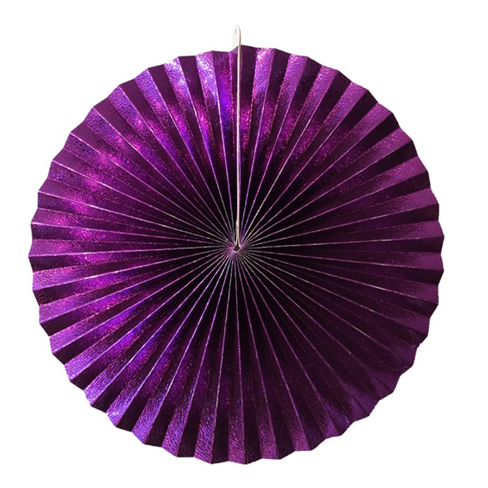 Mor Metalize Yelpaze Süs - 40 Cm