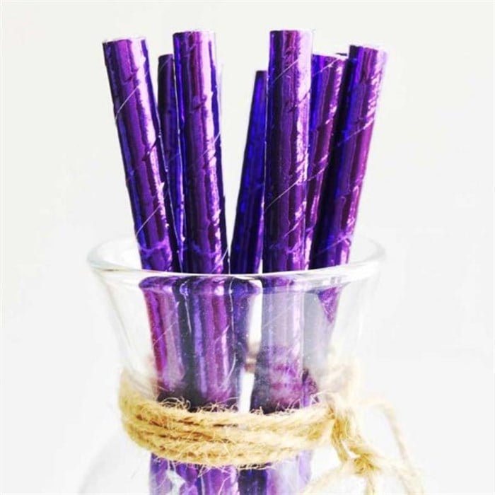 Mor Parlak Kağıt Pipet 25 adet