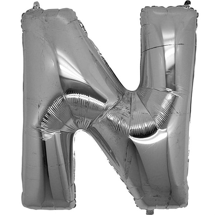 N Harfi Gümüş Folyo Balon 1 Metre