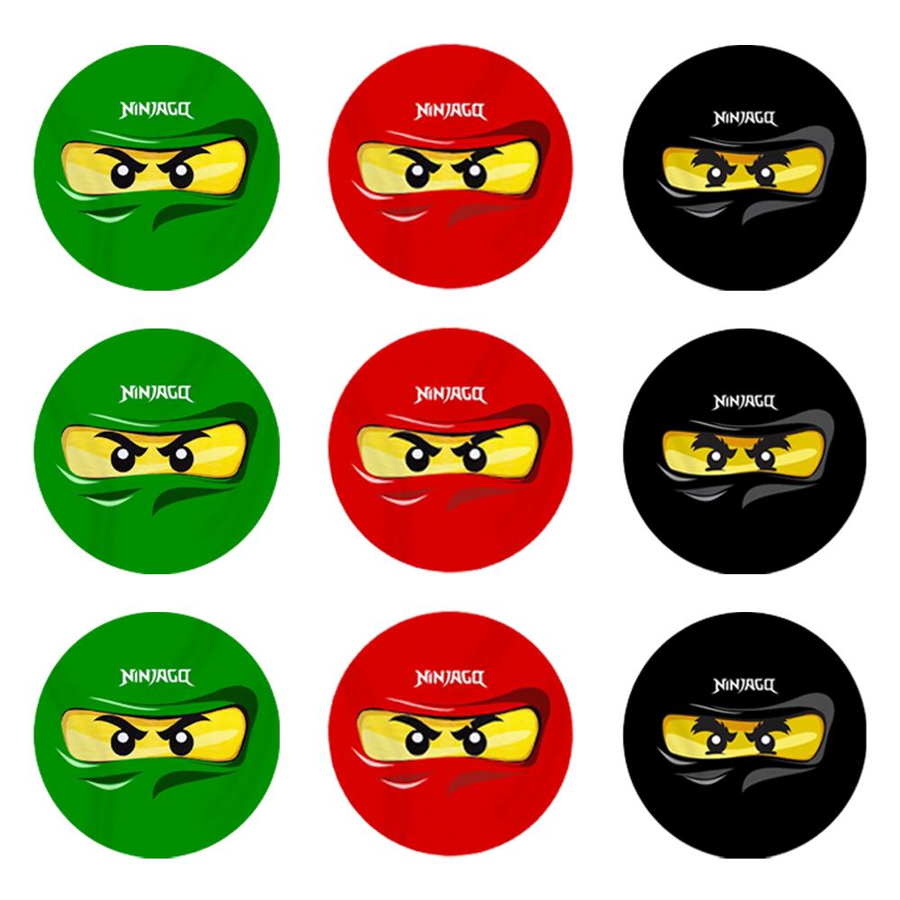 Ninja Go Temalı Etiket 10 Adet - 5 cm