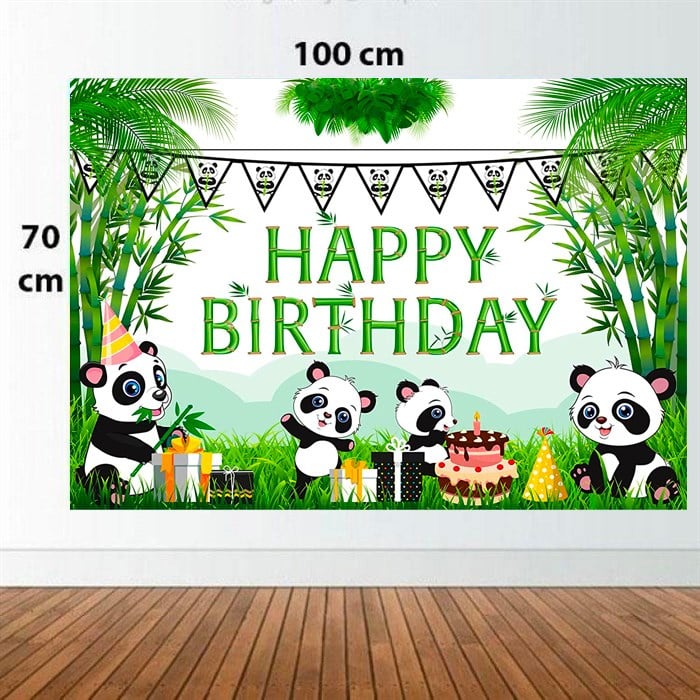 Panda Doğum Günü Branda Afişi - 2 Boy Seçenekli