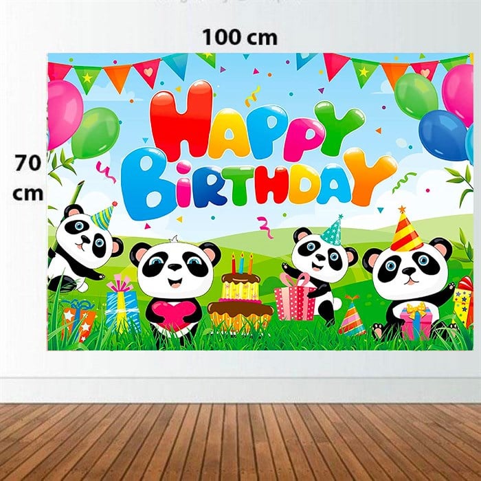 Panda Doğum Günü Branda Afişi 3 - 2 Boy Seçenekli