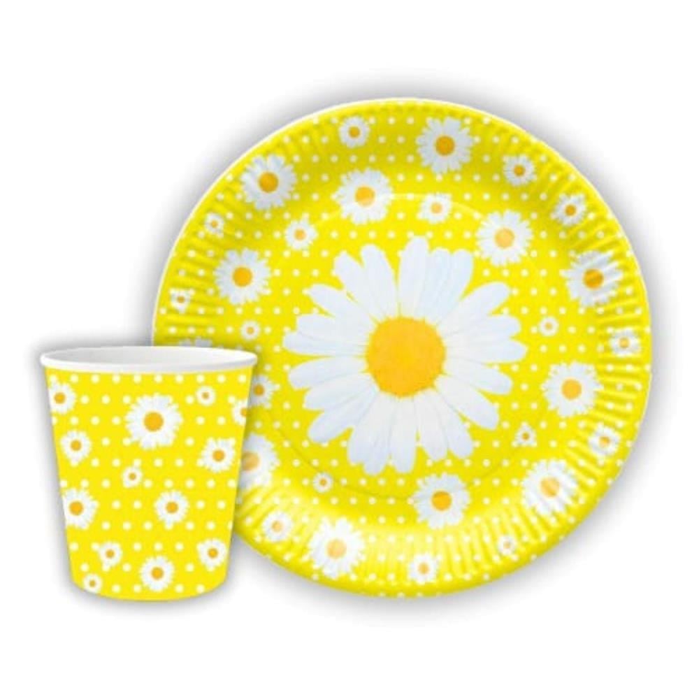 Papatya Temalı Tabak Bardak Seti 8 Adet