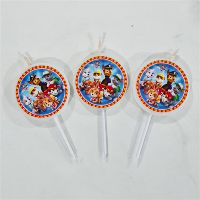 Paw Patrol Temalı Mum - 3 Adet