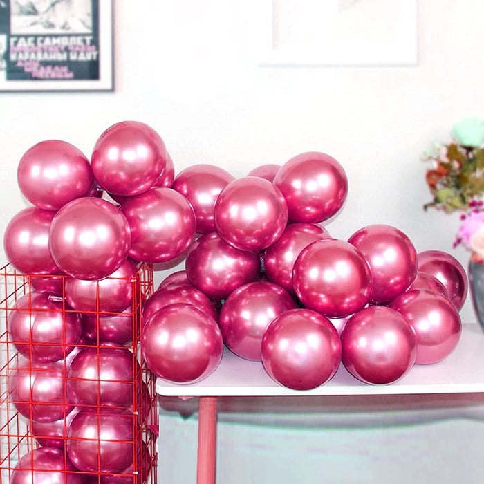 Pembe Krom Kaplı Metalik Balon - 5 Adet