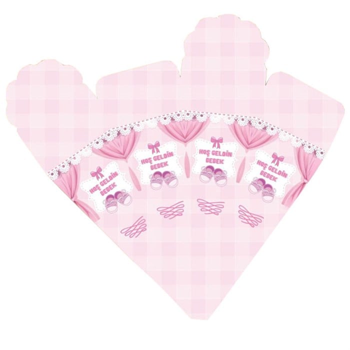 Pembe Patikler Hoşgeldin Bebek Yazılı Şeker Külahı 10 Adet