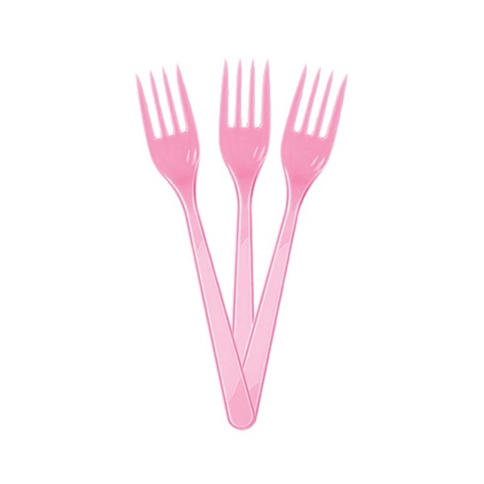 Pembe Plastik Çatal 25'li