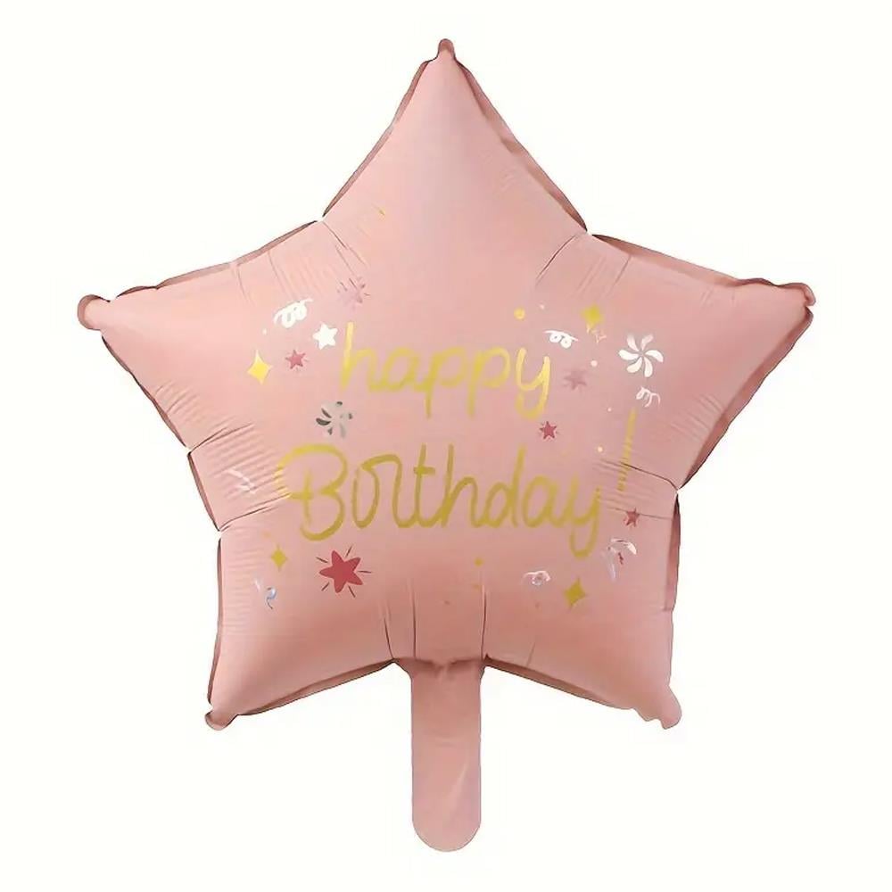 Pembe Retro Happy Birthday Folyo Balon