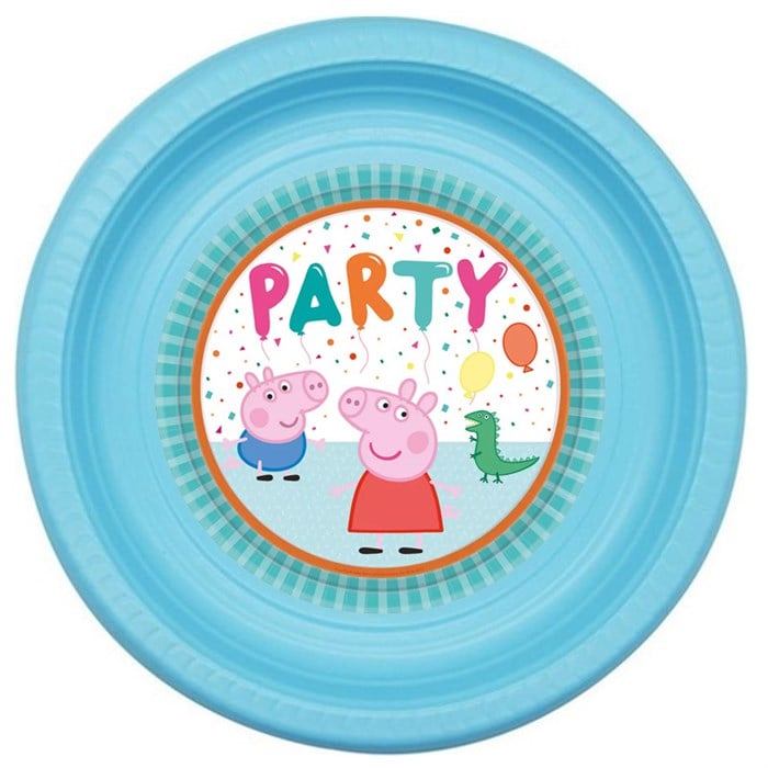 Peppa Pig Stickerlı Mavi Tabak - 5 Adet